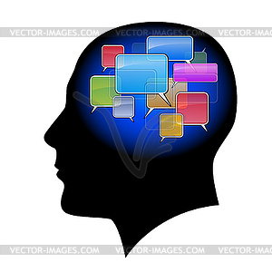 Man in head with sms - vector clip art