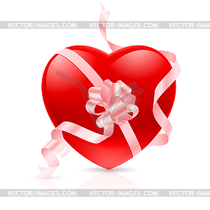 Red Heart with ribbon - vector clip art