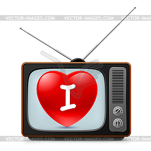 TV set with Heart - vector clip art