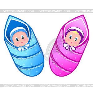 Baby boy and girl - vector image