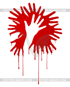 Abstract bloody hands - vector image