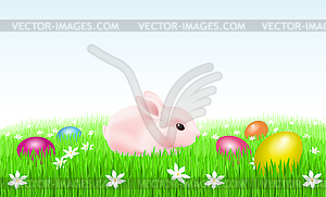 Bunny With Easter Eggs - vector clipart