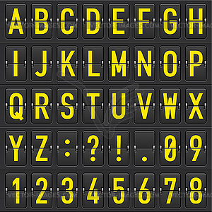 Set of letters on mechanical timetable - vector clipart