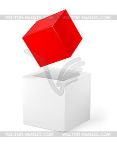 Red and white cube - vector clipart