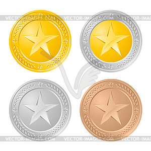 Four gold coins - vector image