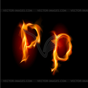 Fiery font. Letter P - vector image