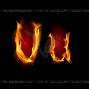 Fiery font. Letter U - vector clipart