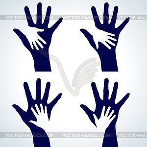 Set of Hands silhouette - vector image