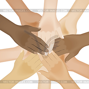 Multiracial human hands - vector image