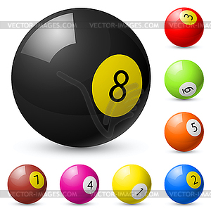 Billiard balls out of American billiards - vector clip art