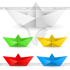 Origami paper boat - vector image