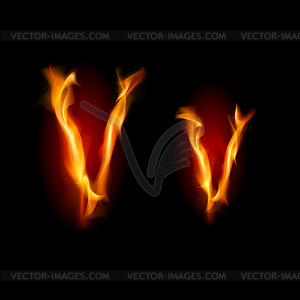 Fiery font. Letter V - vector image