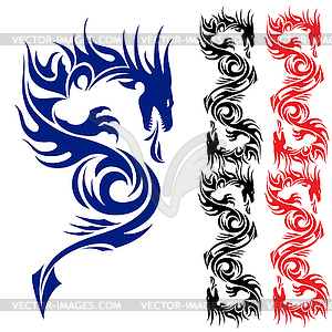 Asian tattoo dragon - royalty-free vector clipart