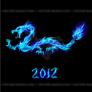 Синий огонь дракона - иллюстрация в векторе