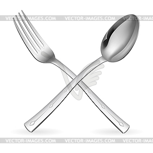 Crossed fork and spoon - vector image