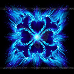 Blue burning fire cross - vector clip art