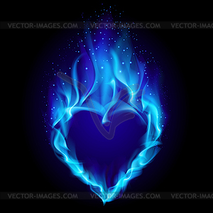 Heart in blue fire - vector clip art