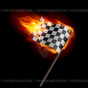 Burning checkered racing flag - vector image