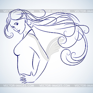 Silhouette of girl - vector clip art