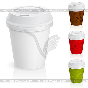 Набор чашек кофе на вынос - графика в векторном формате