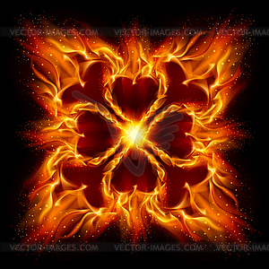 Burning fire cross - vector image