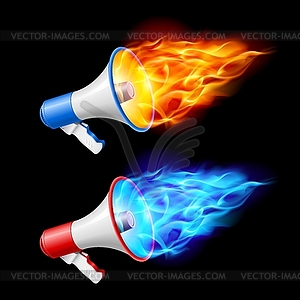 Megaphones in flame - vector clipart / vector image