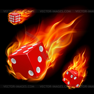Dice in fire - vector image