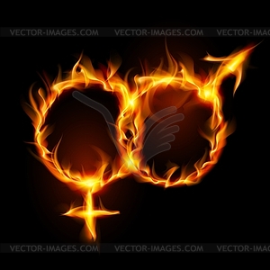 Man and woman burning symbol - vector clipart