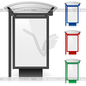 Billboard at bus stop in different colors - vector clipart