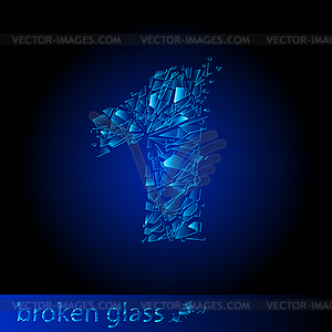 Broken glass - digit one - stock vector clipart