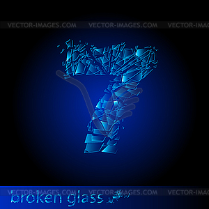 Broken glass - digit seven - royalty-free vector image