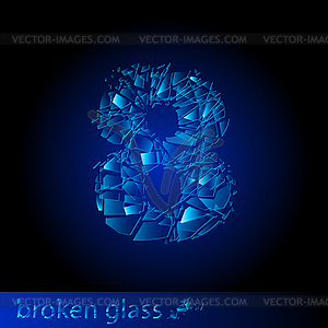 Broken glass - digit eight - vector clip art