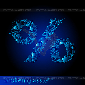 Broken glass - percentage - vector image