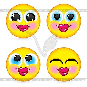 Four smiling faces - vector clipart