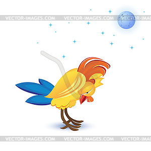 Cartoon sleeping cock - vector image