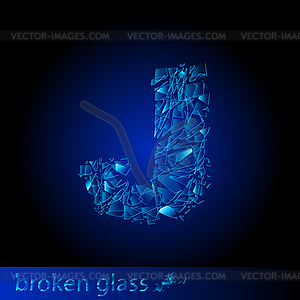 One letter of broken glass - J - vector clipart / vector image