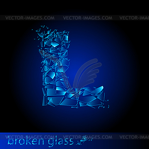 One letter of broken glass - L - vector image