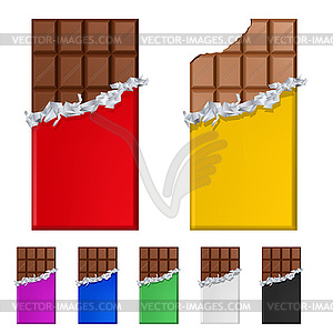 Set of chocolate bars in colorful wrappers - vector clipart