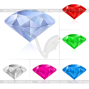 Реалистичные алмазов в различных цветах - изображение векторного клипарта