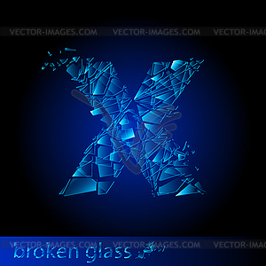 One letter of broken glass - vector image