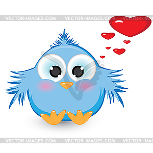 In love with shy blue sparrow - royalty-free vector clipart