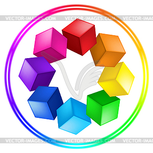 Cubes and ring - vector clip art