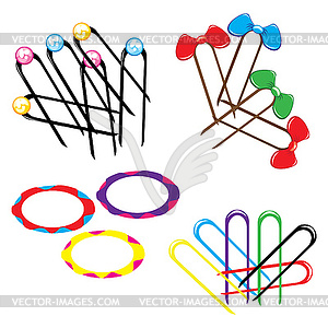 Various colorful accessories for hair - vector clip art