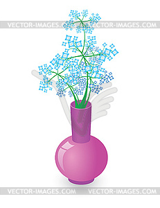 Vase with blue flowers - vector clip art