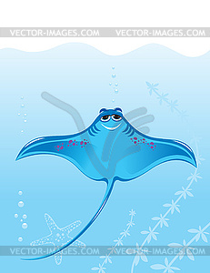 Cartoon marine stingray - vector image