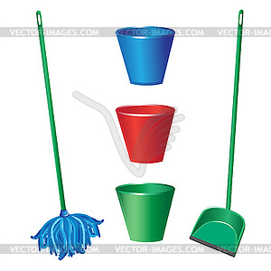 Floor cleaning objects - royalty-free vector image