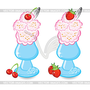 Two bowls with ice-cream - vector image