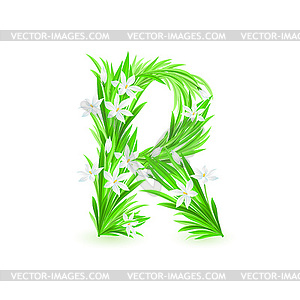 One letter of spring flowers - vector clip art