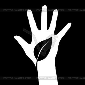 Hand and Leaf - vector clipart
