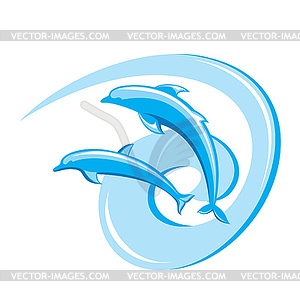 Two dolphins - vector image
